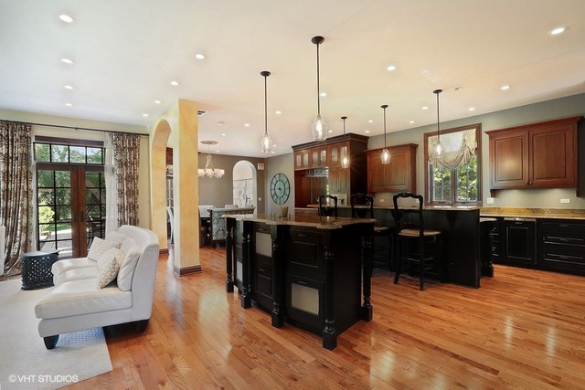Hinsdale custom home — Kitchen and open living connection