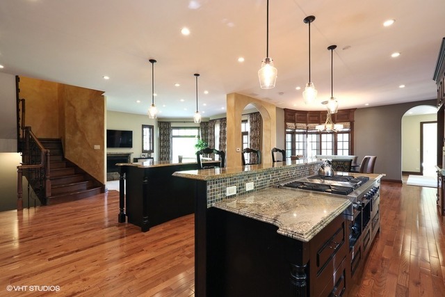 Hinsdale custom home — Kitchen islands and pendant lighting