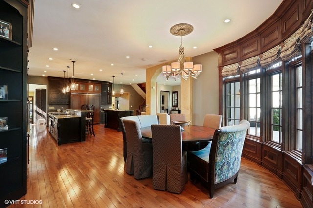 Hinsdale custom home — Breakfast area and custom window wall