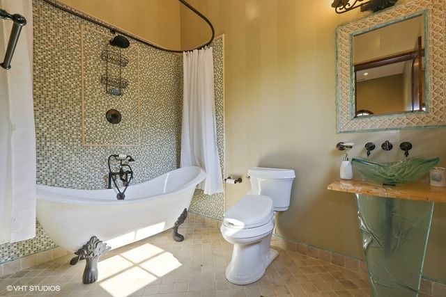 Hinsdale custom home — Guest bath with freestanding tub