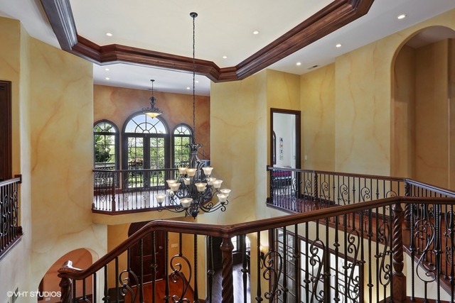 Hinsdale custom home — Interior balcony and staircase view