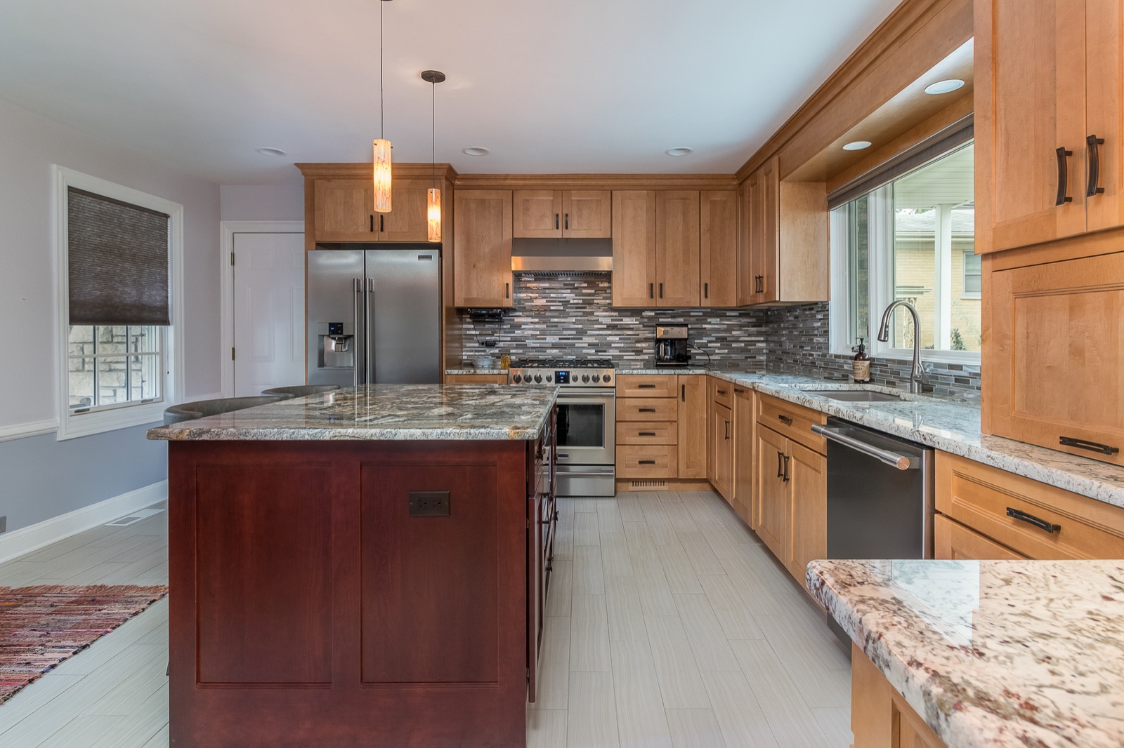 Completed Lincolnwood kitchen renovation — Island and custom cabinetry