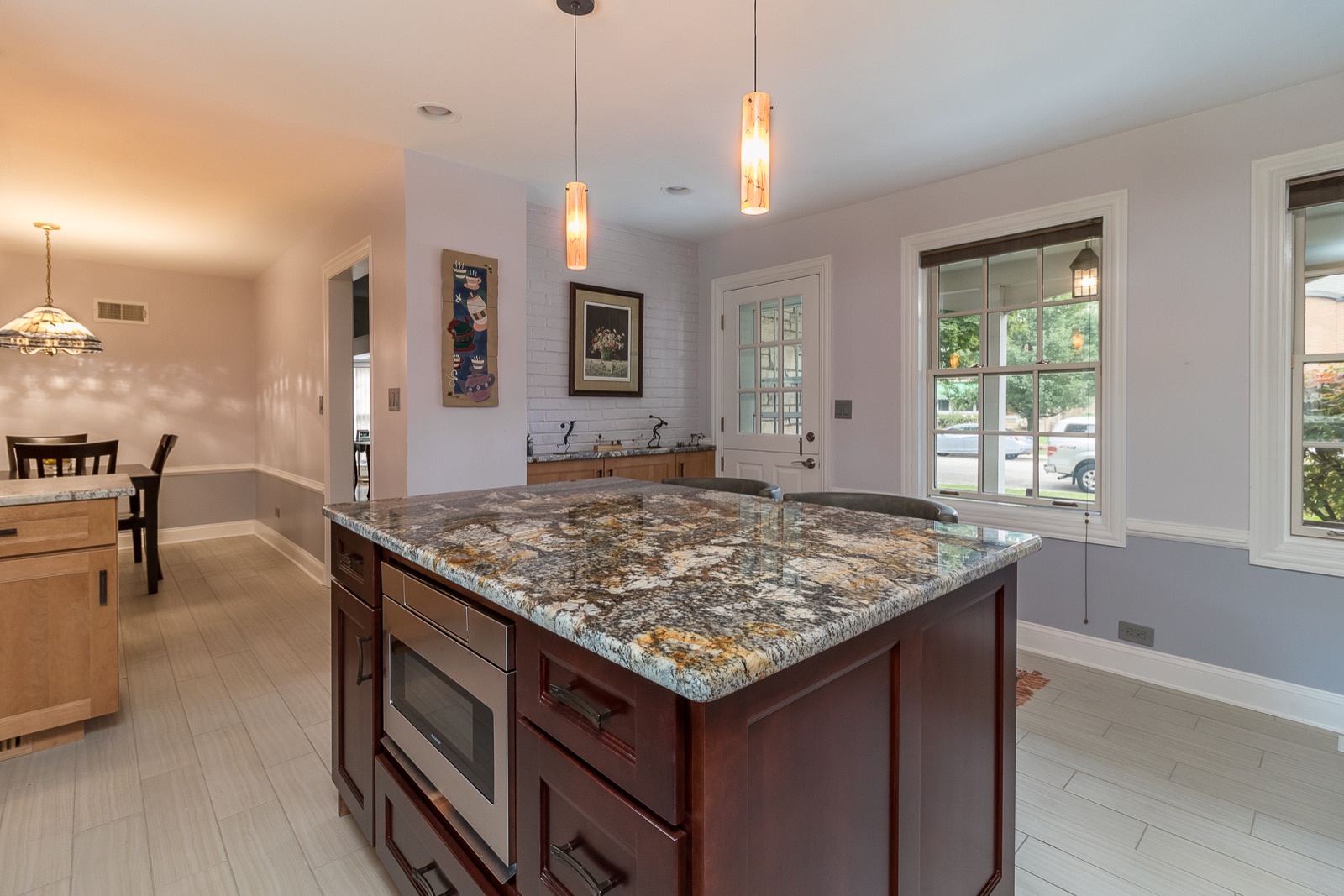 Completed Lincolnwood kitchen renovation — Island and breakfast area