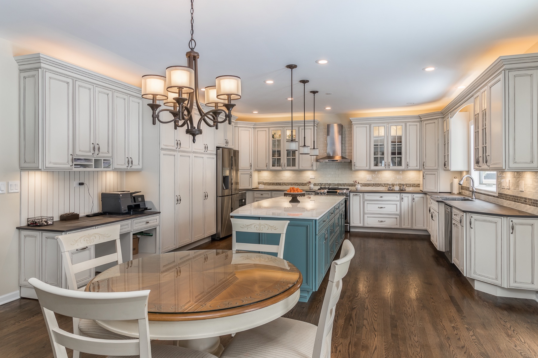 Completed Lombard renovation — Kitchen and integrated workspace