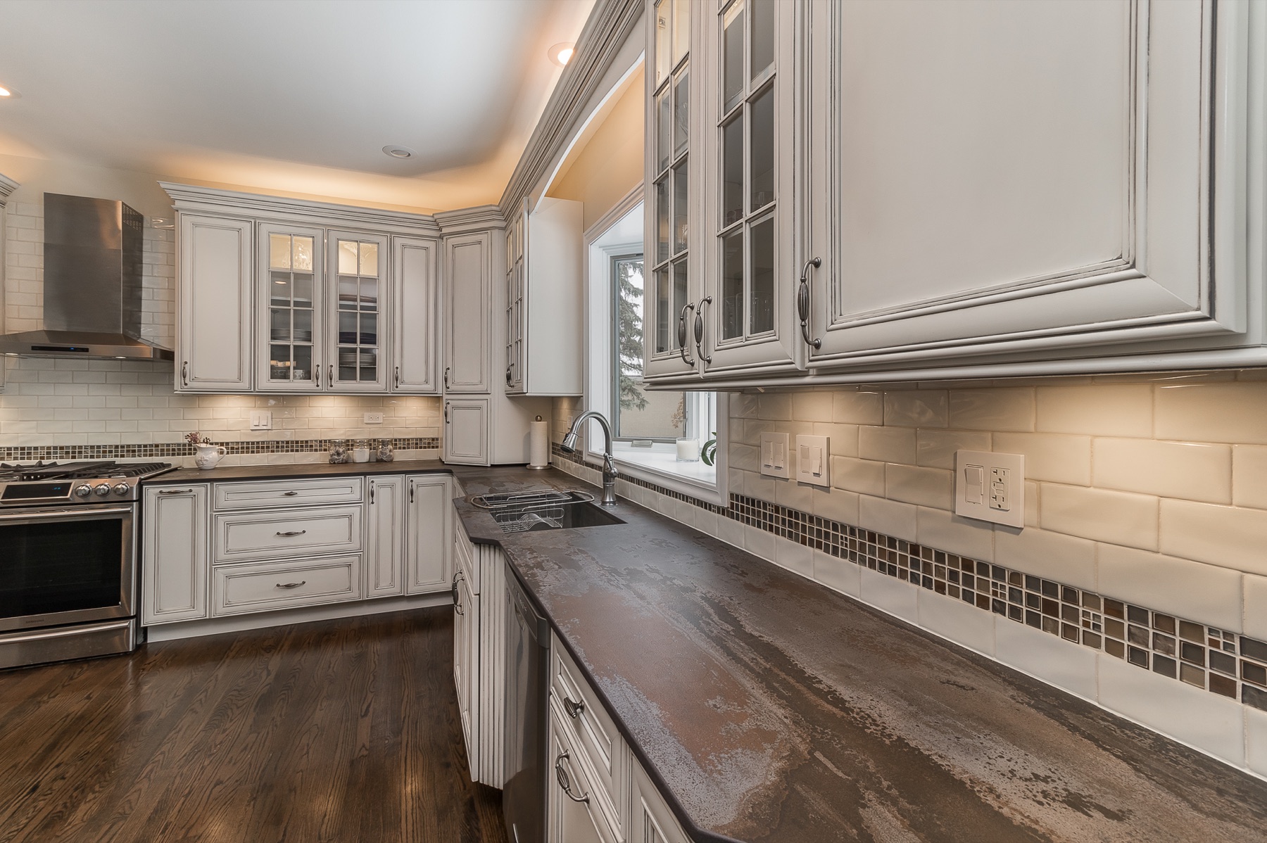 Completed Lombard renovation — Countertop and upper cabinetry